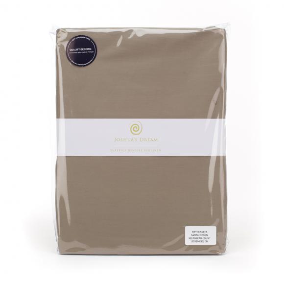 Joshua's Dream Purity 300 Satin Taupe Fitted Sheet in Fitted Sheets at ...